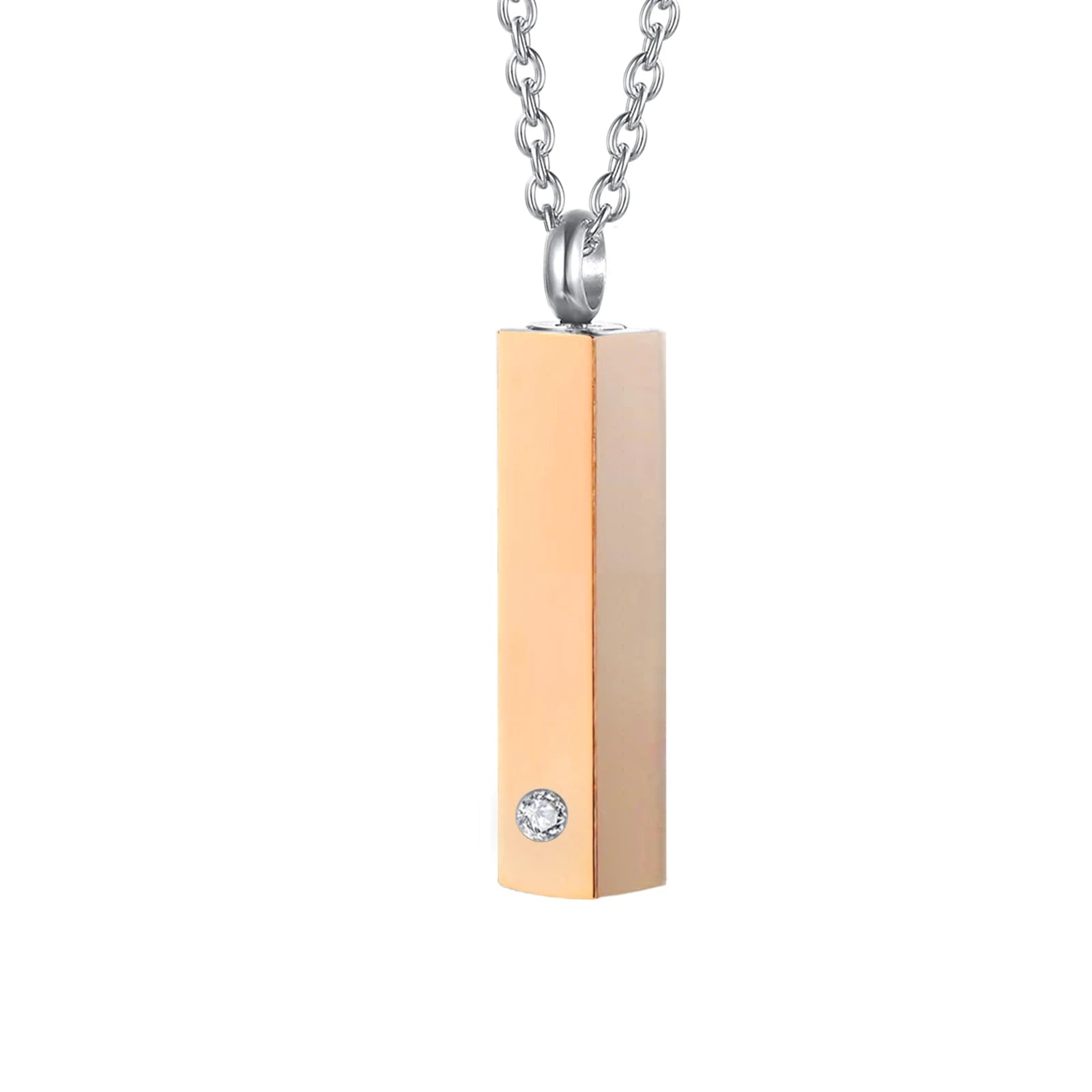 Cube Urn Necklace for Ashes Aluminum Alloy Cremation Necklace with Crystal Memorial additional angle