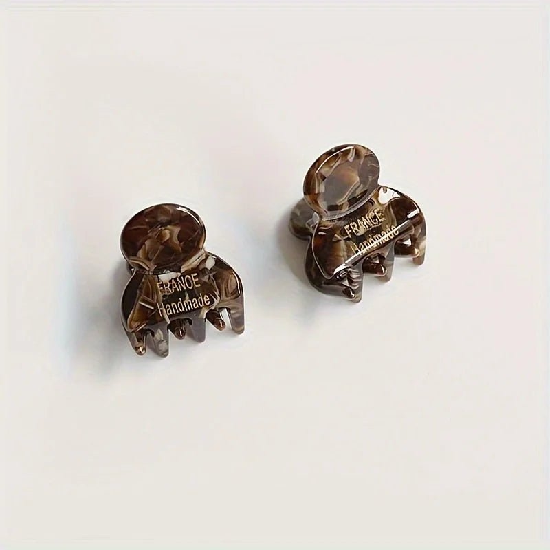 2pcs/set Mini Acetate Hair Claw Side Pins Small Size Shark Clip Sweet Cute Elegant Hai close-up view