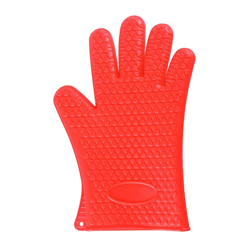 Silicone Oven Mitt | Heat Resistant Gloves with Full Finger and Wrist Protection close-up view