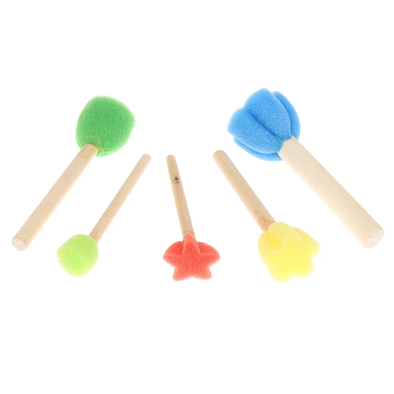 Kids Toddler Sponge Stamp Brush Kits Flower Drawing Toys for Children Paint Art close-up view