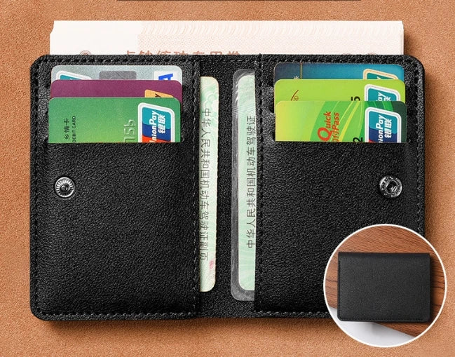 Classic PU Leather Small Wallet | Slim Credit Card and Coin Purse for Men and Women close-up view