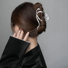 Korea Punk Metal Gold Silver Oval Hair Claw Clips For Women Trendy Large Geometric Crab Catches Clamp Girls Jewelry Accessories