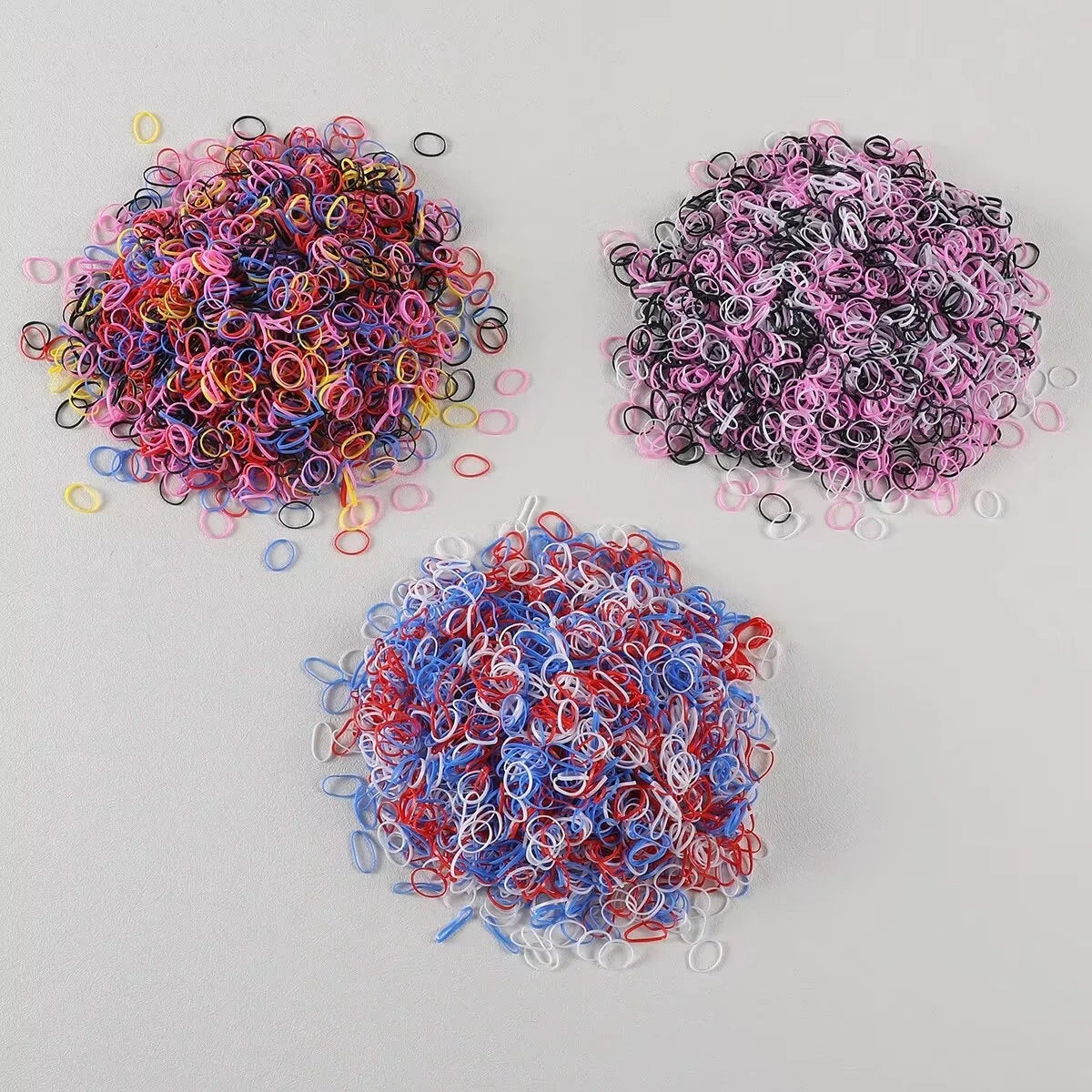 1500PCS Disposable Rubber Band Hair Ties for Girls Colorful Children's Headband Ponyta close-up view