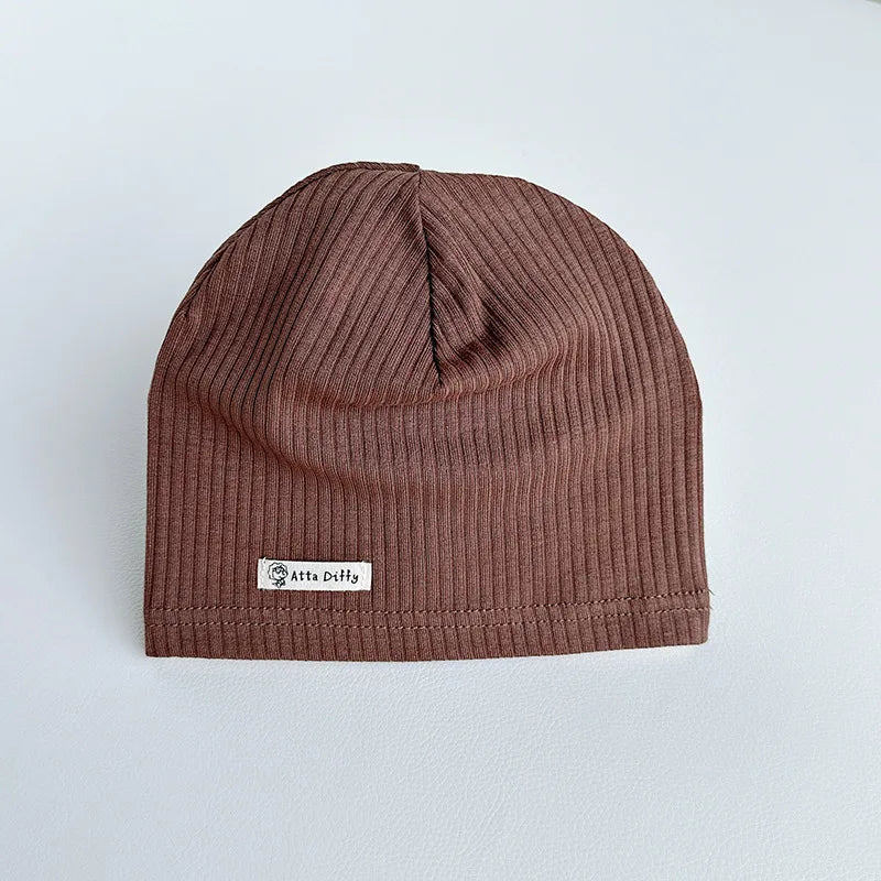 Soft Knit Baby Beanie | Breathable Cotton Candy Color Hat for Toddlers additional angle