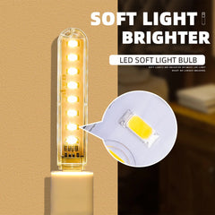 5pcs Portable USB Strip Light Mini Led Warm White Night Lights USB Plug Book Lamp Room Emergency Lighting for Power Bank PC