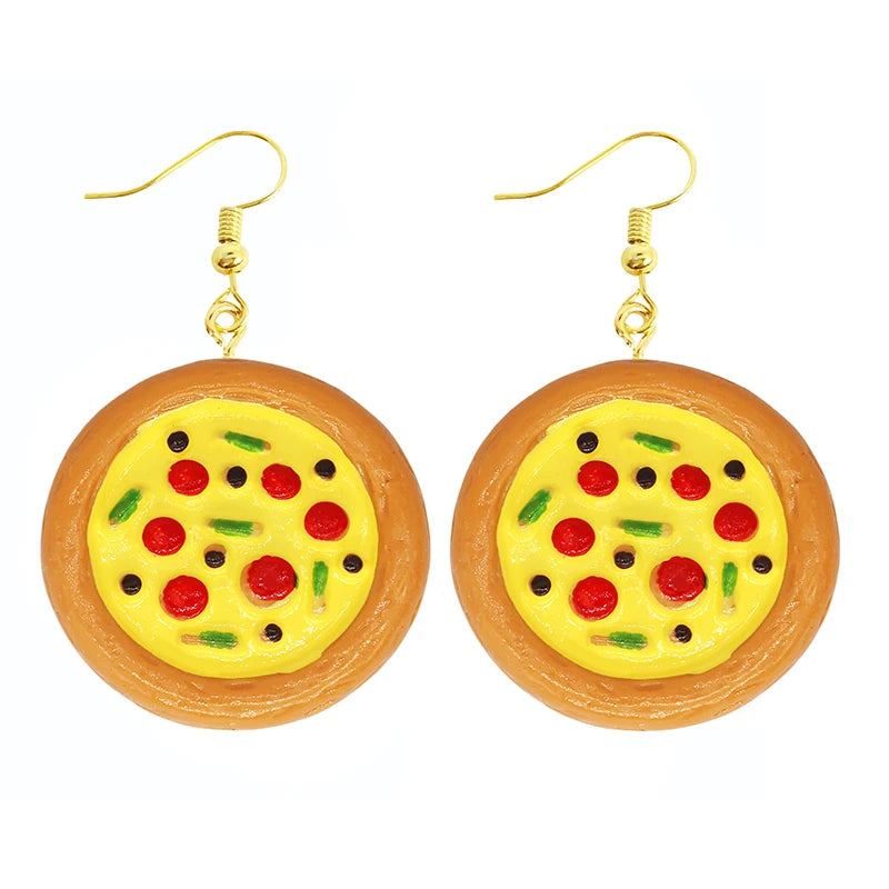 Food Drop Earrings Hamburger Pizza Chicken Leg Candy Bottle Resin