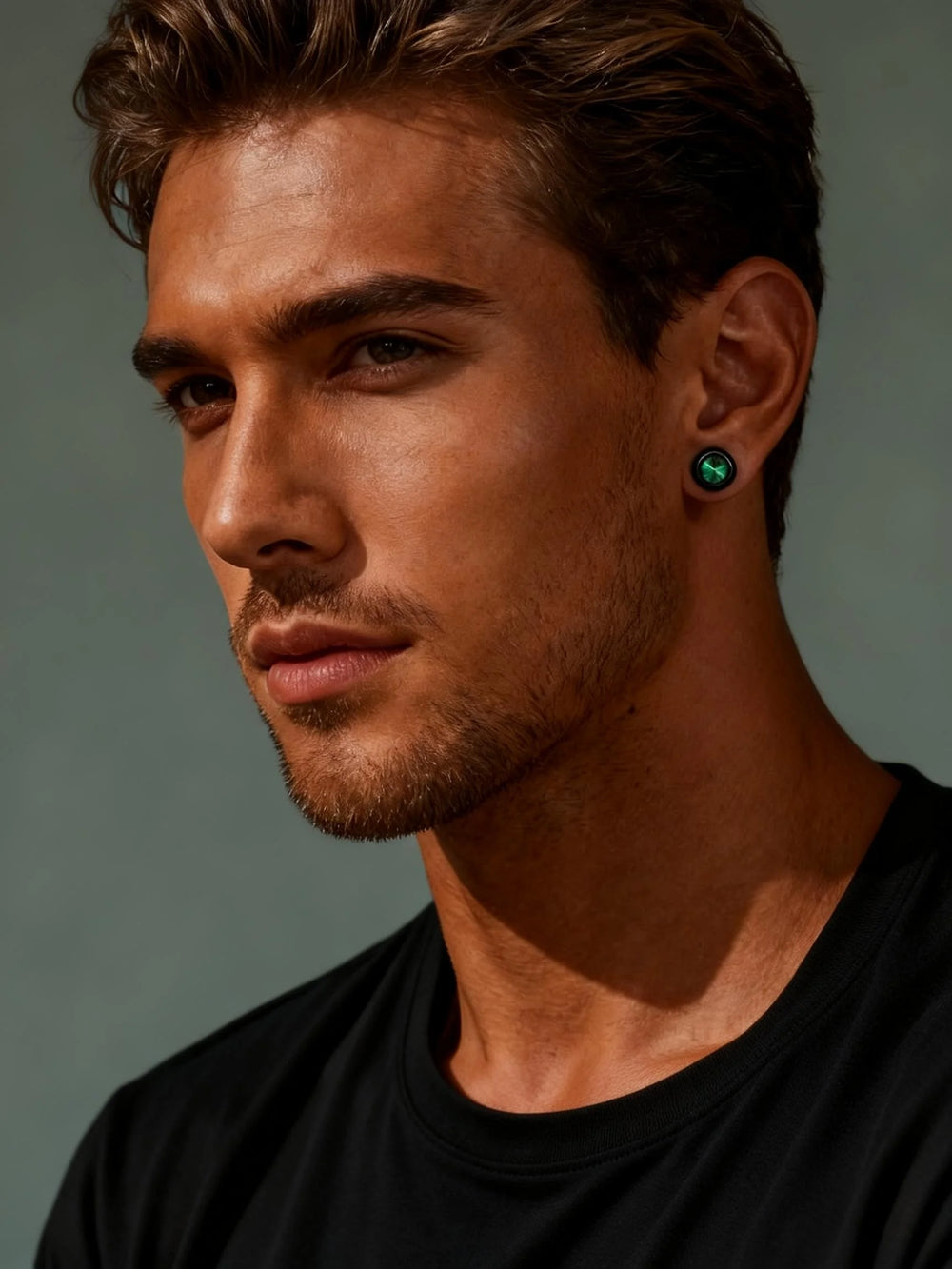 Magnetic Zircon Stud Earrings for Men,8mm Hypoallergenic Stainless Steel Non-Pierce additional angle