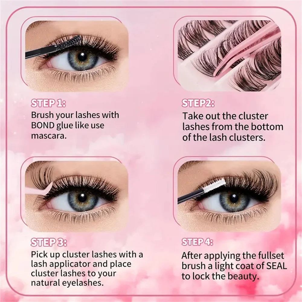 200-Piece Single Cluster False Eyelash Set | Faux Mink Fluffy Natural Lashes additional angle