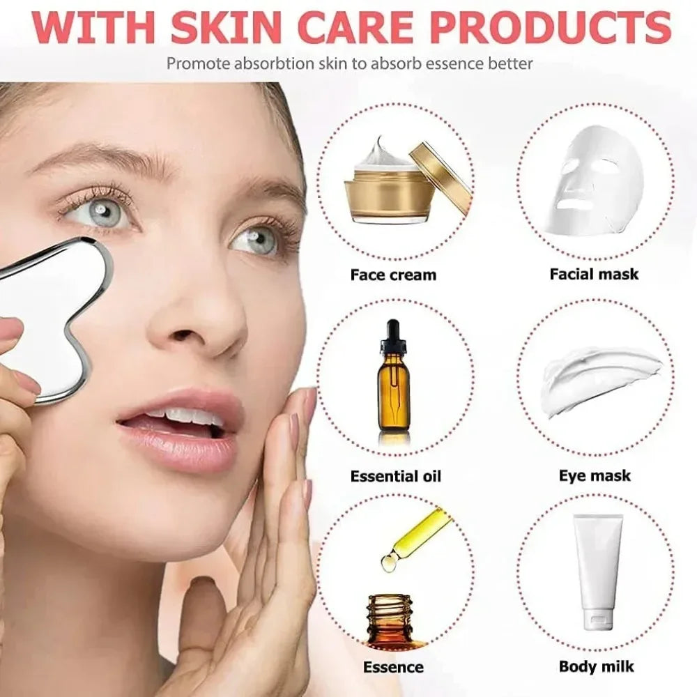 Ice Face Roller and Gua Sha Set | Stainless Steel Facial Massage Tools lifestyle view
