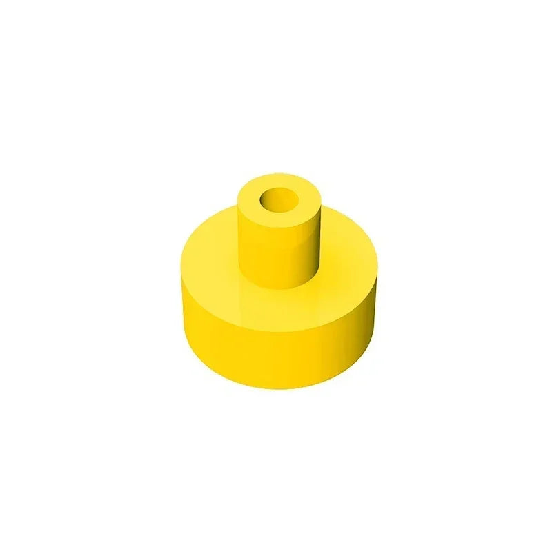 Gobricks Tile Round 1x1 with Bar and Pin Holder | Compatible Building Block close-up view
