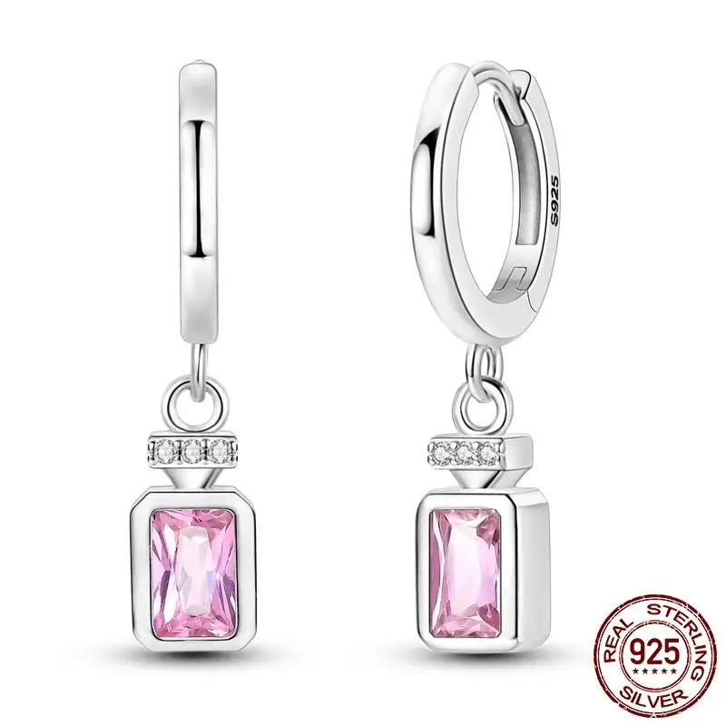 Luminous Shell Women Earrings Original 925 Sterling Silver Pave CZ Star Moon Hoop Ear lifestyle view