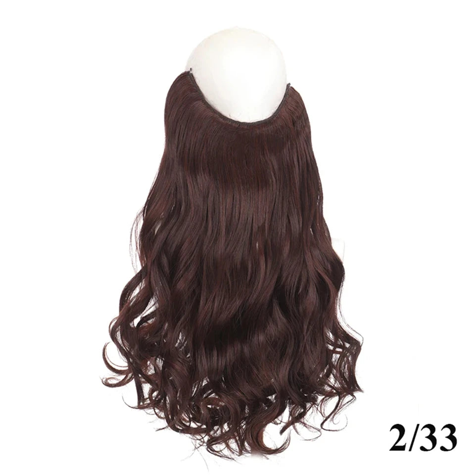 Fish line hair extension piece | 40cm 50cm 60cm straight and curly daily wear for wome close-up view