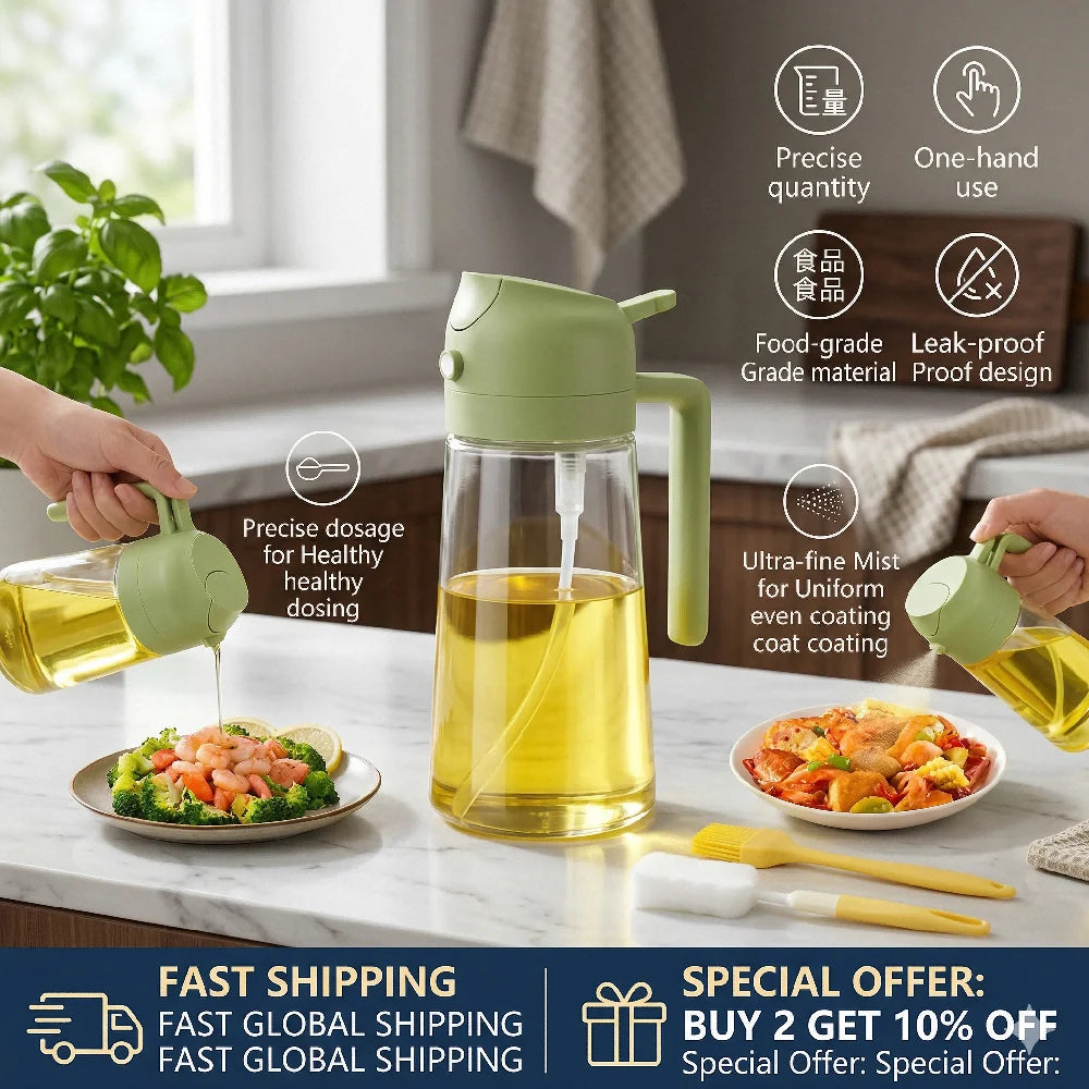 2 in 1 Oil Sprayer and Dispenser Bottle | Cooking Oil Spray Bottle for BBQ, Air Fryer alternate view