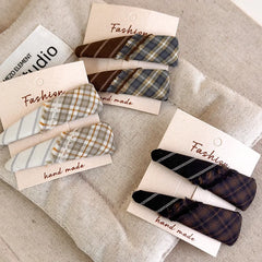 Sister's Style Plaid Fringe Patchwork Hair Clip Luxurious Triangle Fabric Bang Clip BB Clip Side Clip Hair Accessory