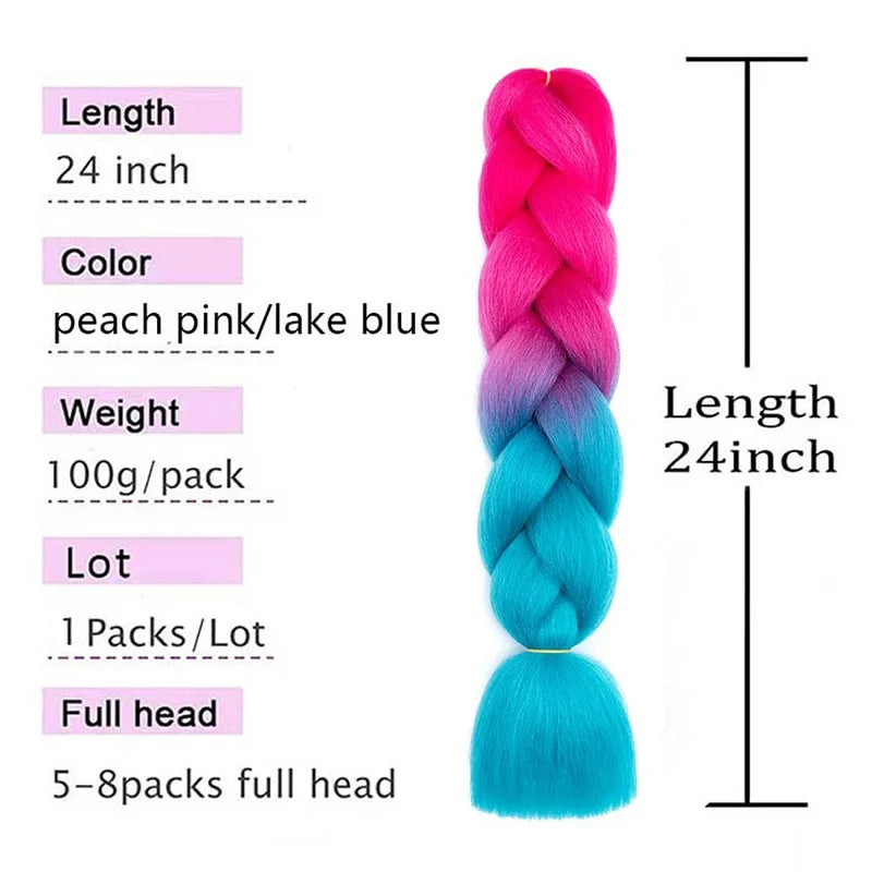 Synthetic Jumbo Braids Hair 24Inch Braiding Hair Extensions Ombre Fake Hair For Croch alternate view