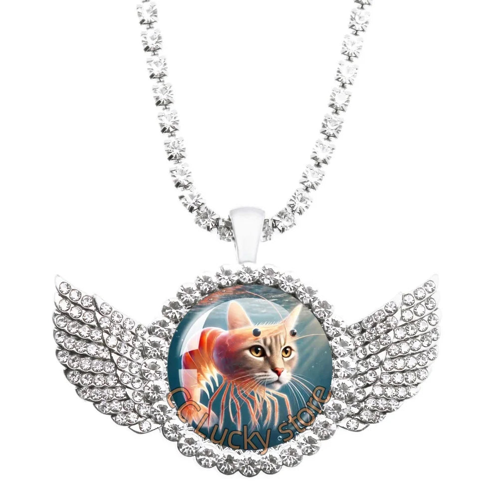 25mm Angel Wing Necklace | Italian Brainrot Pendant Funny Animal Jewelry Gift additional angle