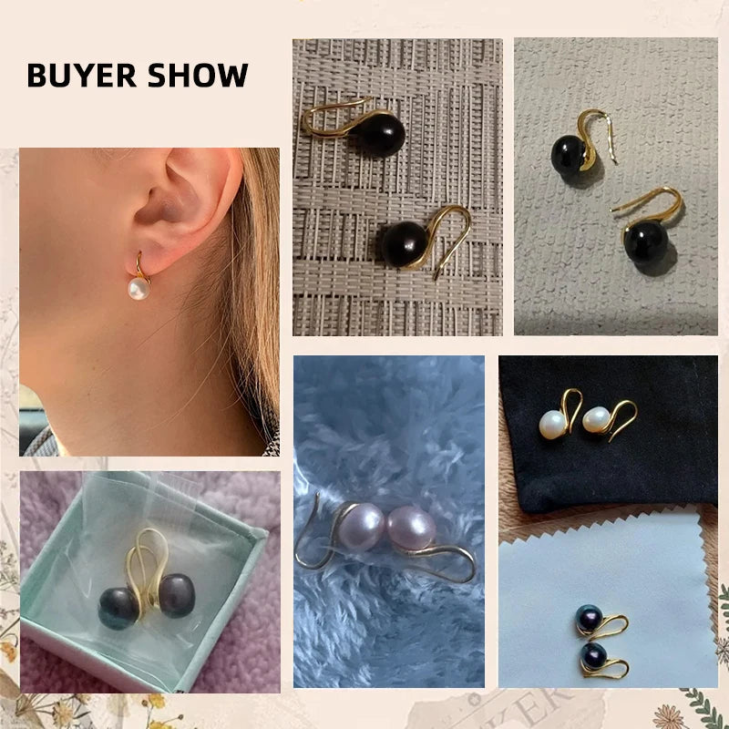 Freshwater Pearl Stud Earrings 8-9mm | AAAA Grade Round Pearl Jewelry for Women detail view