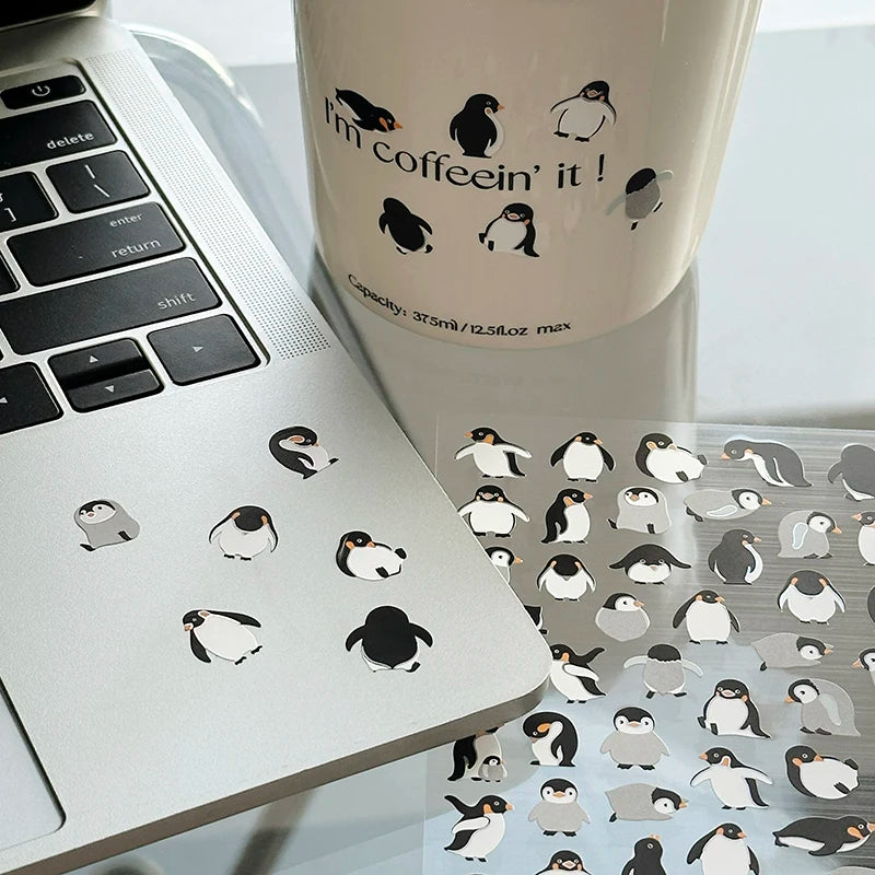 NEKONI Animal Stickers for Scrapbooking | Cute Penguin Dinosaur DIY Journal Decor additional angle