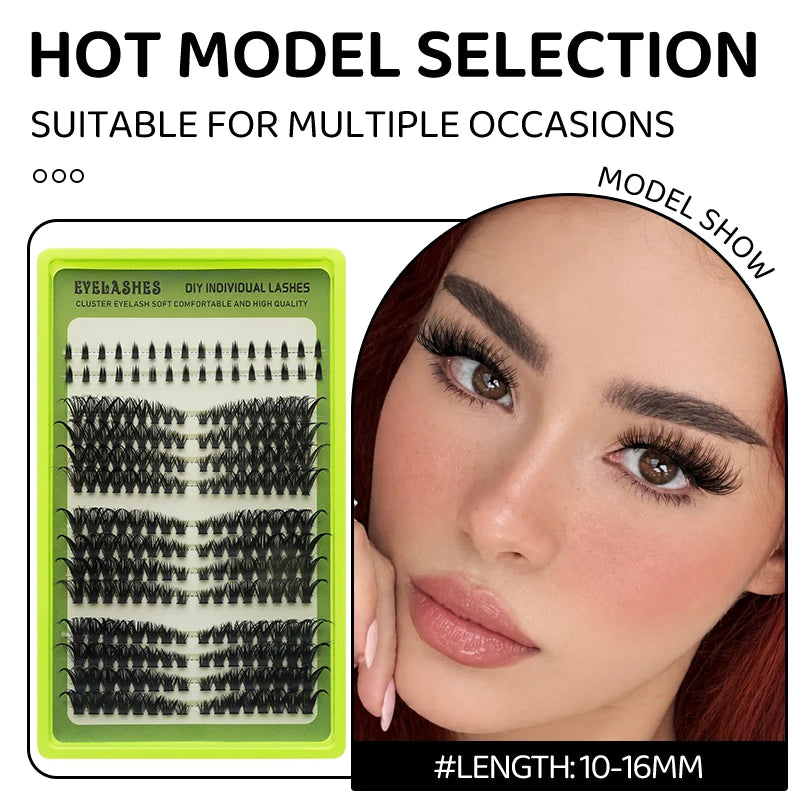 14 Rows Individual Cluster DIY Lash Extensions Natural Thin Wispy Bottom Lashes Mega Volume Thick Segmented Lash Clusters Mixed