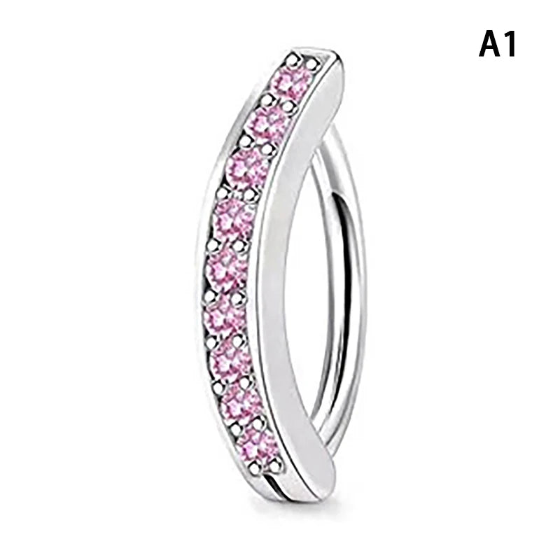 Stainless Steel Butterfly Belly Button Ring High Quality Pink Rhinestone Love Navel additional angle