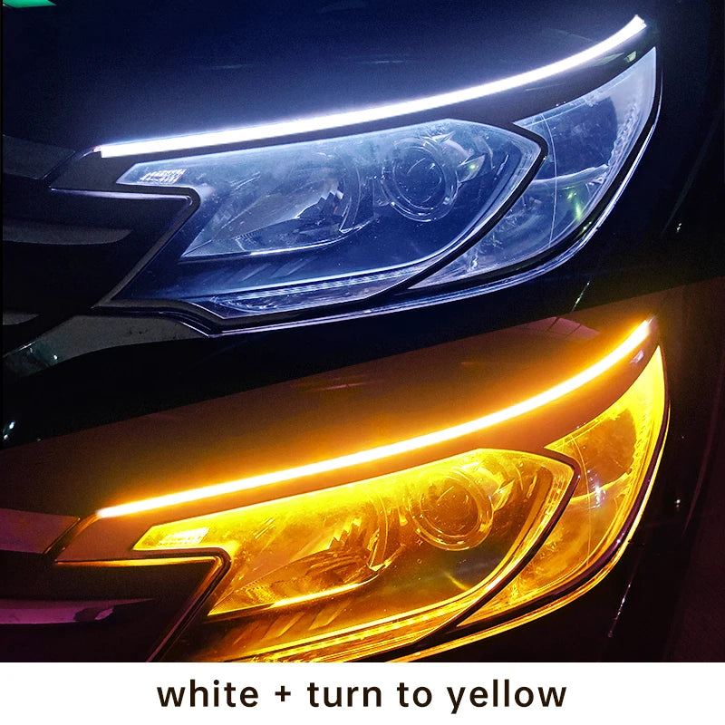 2pcs Car LED DRL Light Strip Dynamic Scan Flexible Waterproof 12V Universal | Daytime lifestyle view