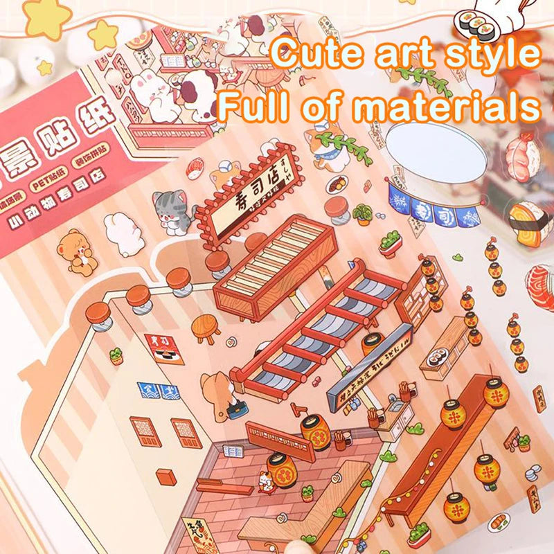 Cute 3D Stereoscopic Landscape Stickers | Mini Scene Sticker Set lifestyle view