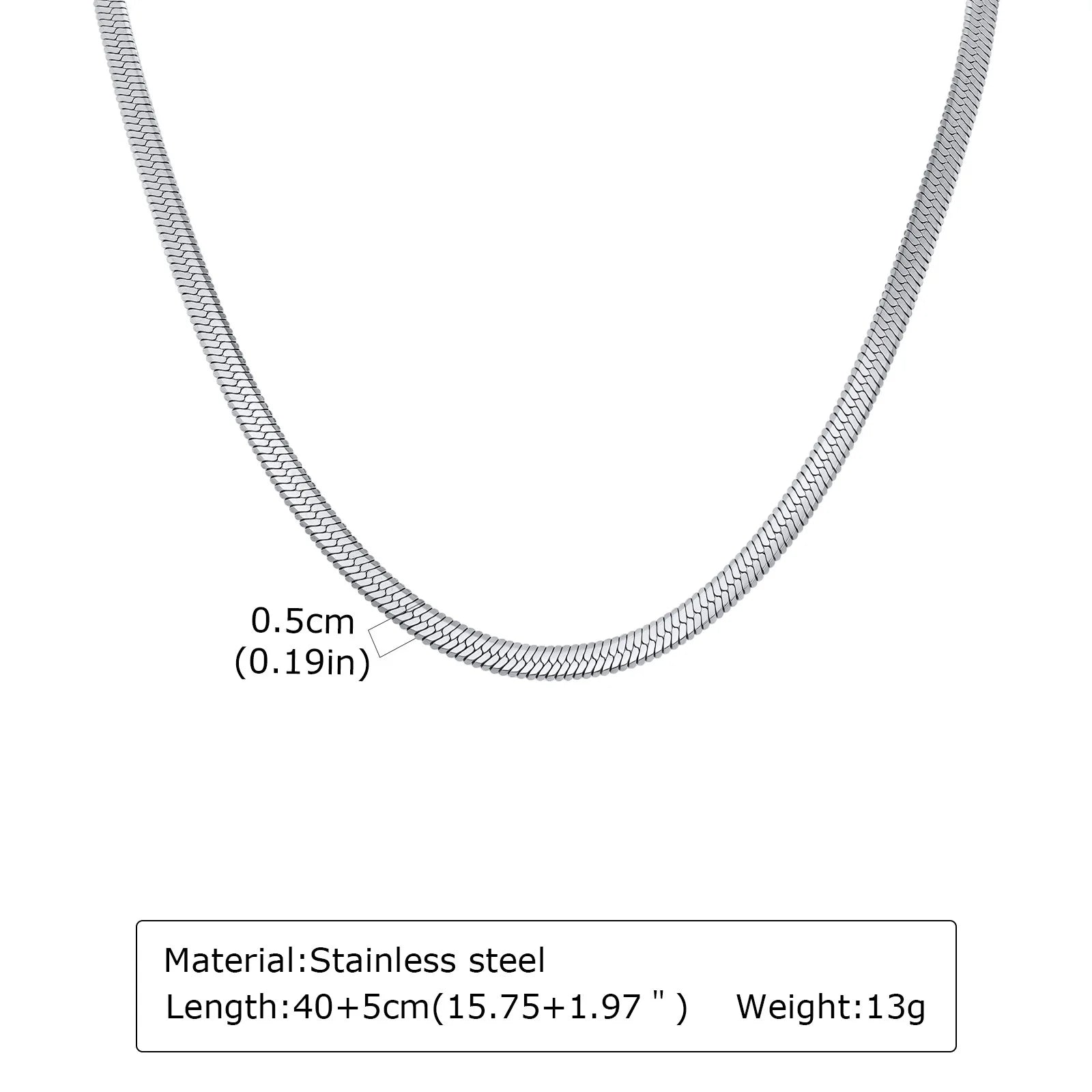 Stainless Steel Snake Chain Necklace for Women Men, Silver Color Herringbone Choker F lifestyle view