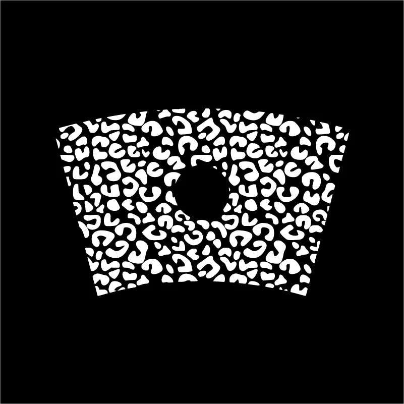 Leopard Pattern Full Wrap Vinyl Sticker for 24 oz Cold Cup | Cheetah Coffee Cup Decal close-up view