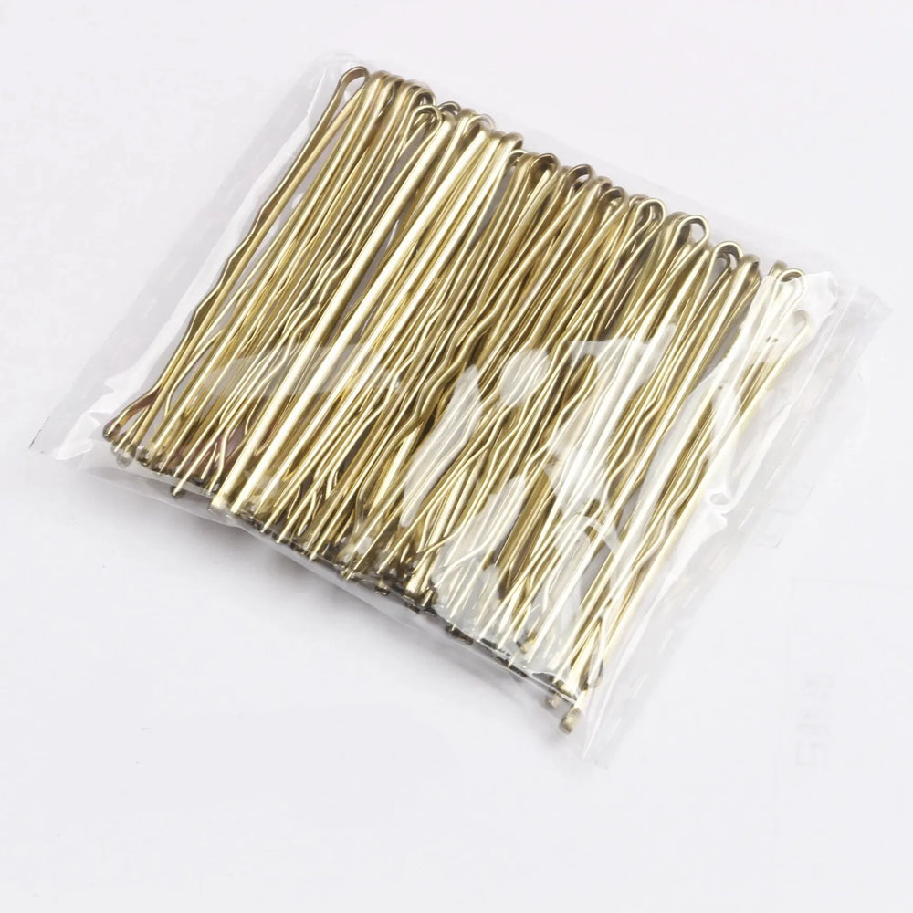 50/ PCs Women Gold Hair Clip Hairpin Hairstyle Styling Tool Hairgrip U Shape Barrette close-up view