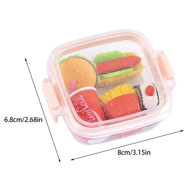 Creative Lunch Box Eraser Set Various Lovely Eraser Soft Pencil Eraser School Stude additional angle
