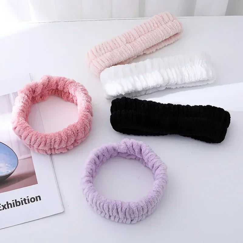 Soft Coral Fleece Headband Women Makeup Wash Face Spa Elastic Hair Band Fashion Fem additional angle