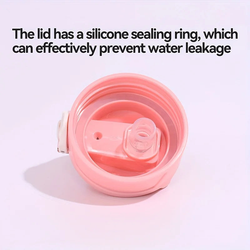 Sports Water Bottle with Time-Tracking Straw Leak Proof Locking Flip Cover for Easy Ca close-up view
