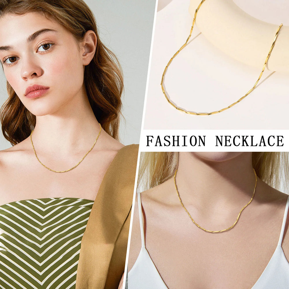 Fashion Jewelry New In Melon Seed Chain Necklace,Gold Color Stainless Steel Full Glos alternate view