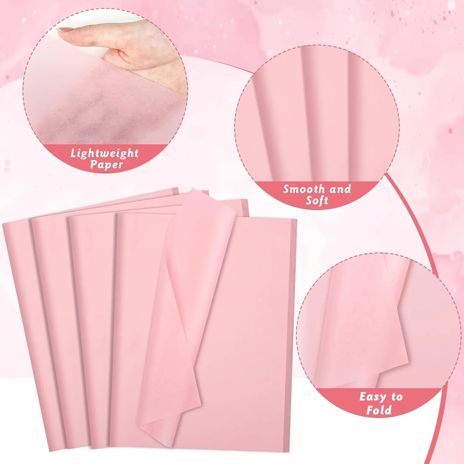 50 Pink Snowflake Gift Wrapping Paper | 50x35 cm Festive Wrapping Sheets close-up view