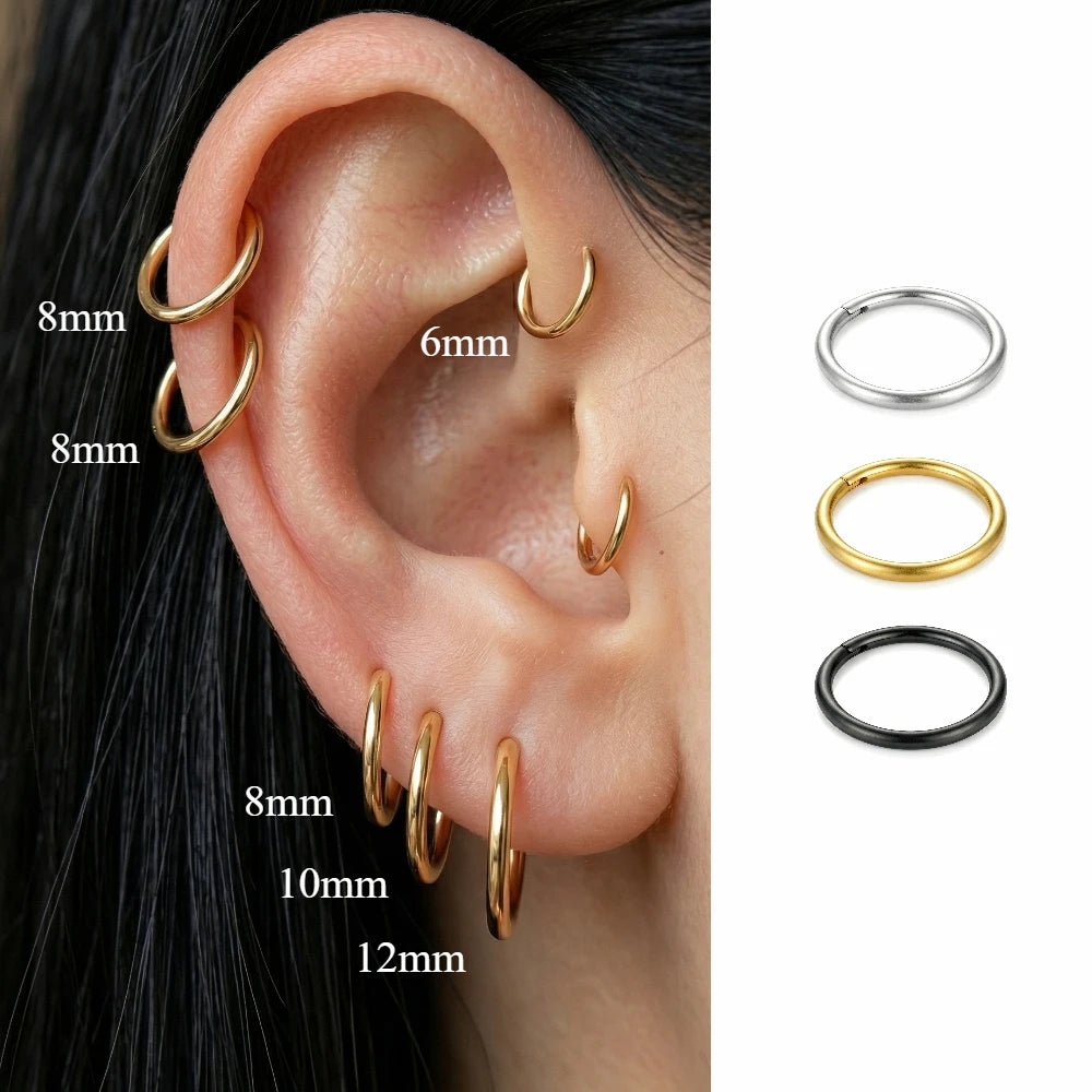 2/8PCS 18G 316L Stainless Steel Nose Ring Hoop Earrings for Women Men Septum Helix Tr alternate view