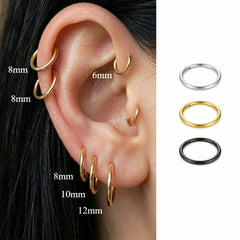 2/8PCS 18G 316L Stainless Steel Nose Ring Hoop Earrings for Women Men Septum Helix Tr alternate view