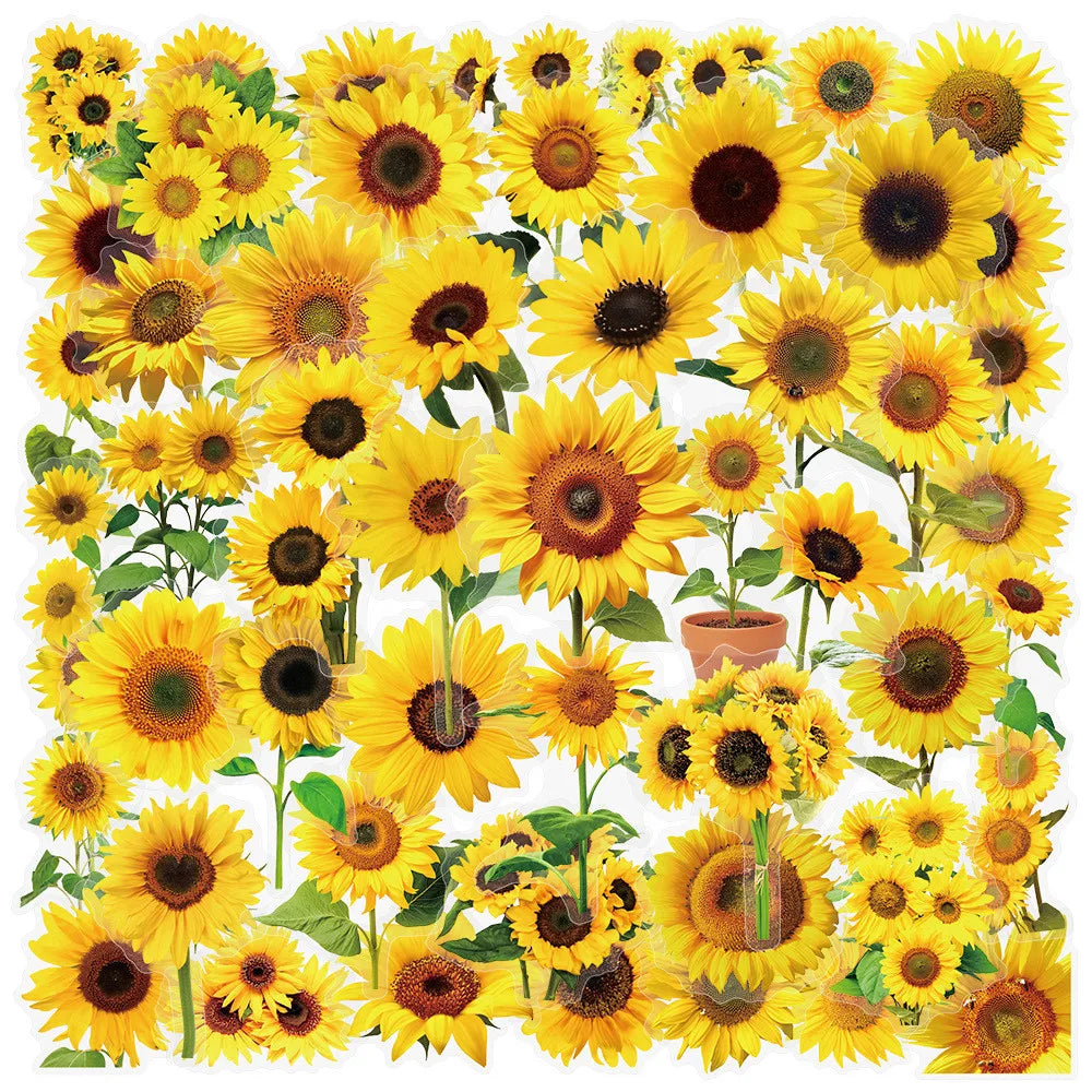 50 Transparent Flower Stickers | PET Decorative Craft Set for Journals and Notebooks lifestyle view