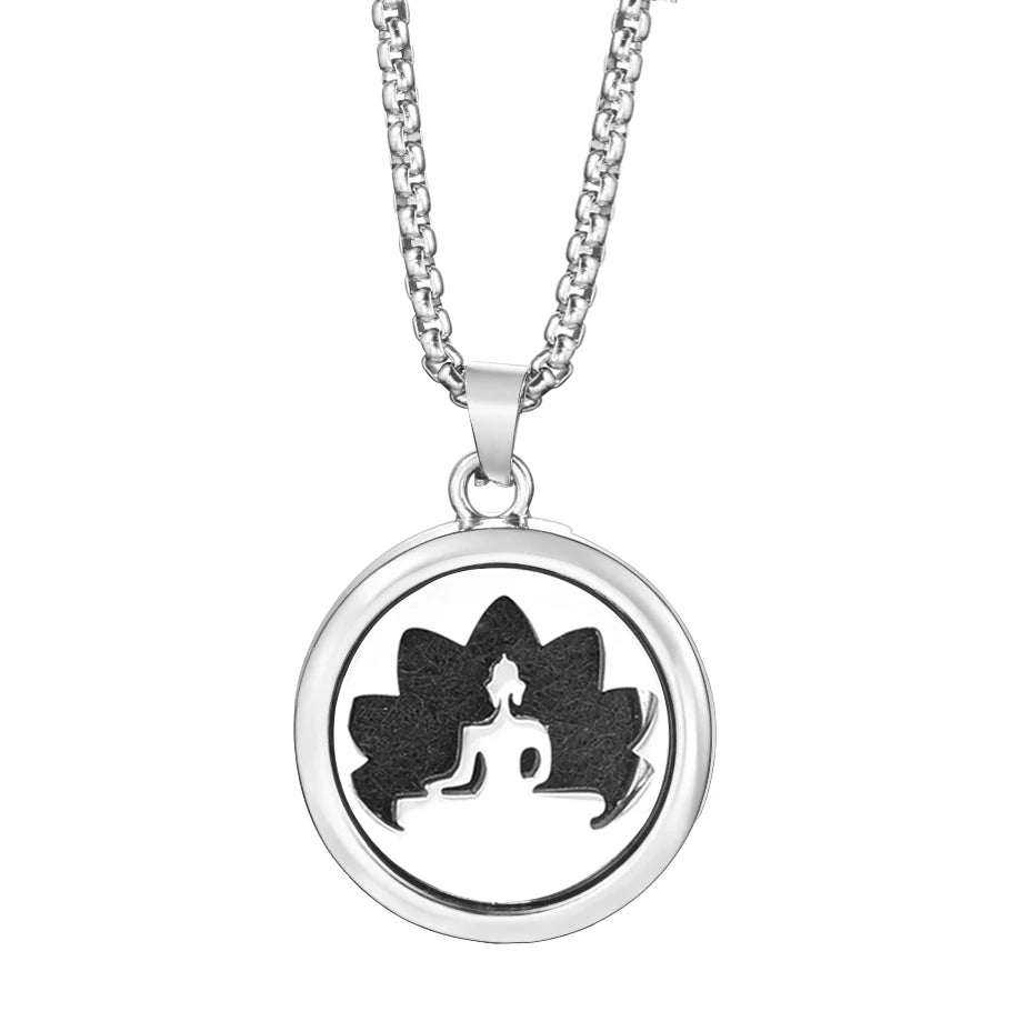 20mm Pattern Insert Perfume Pad Locket Necklace | Stainless Steel Aromatherapy Pendan lifestyle view