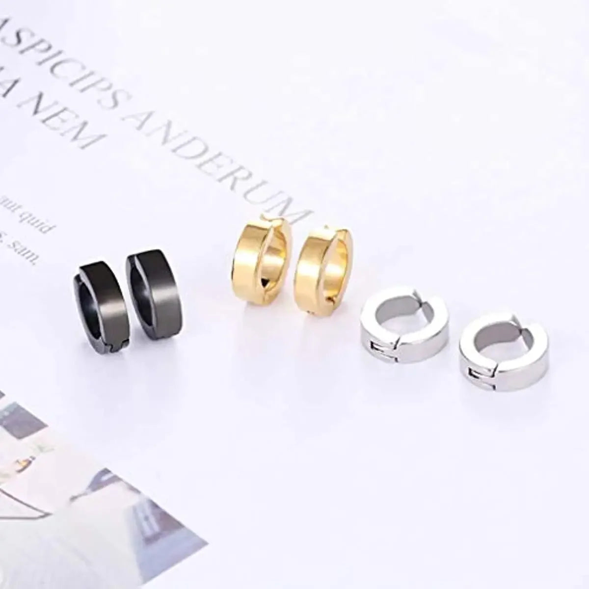 1/6 Pairs Stainless Steel Cross Pendant Clip Earring Non Piercing Fake Hoop Stud Earr lifestyle view
