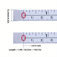 Steel Adhesive Tape Measure, Imperial and Metric Scale Ruler Sticker, Left To Right R alternate view