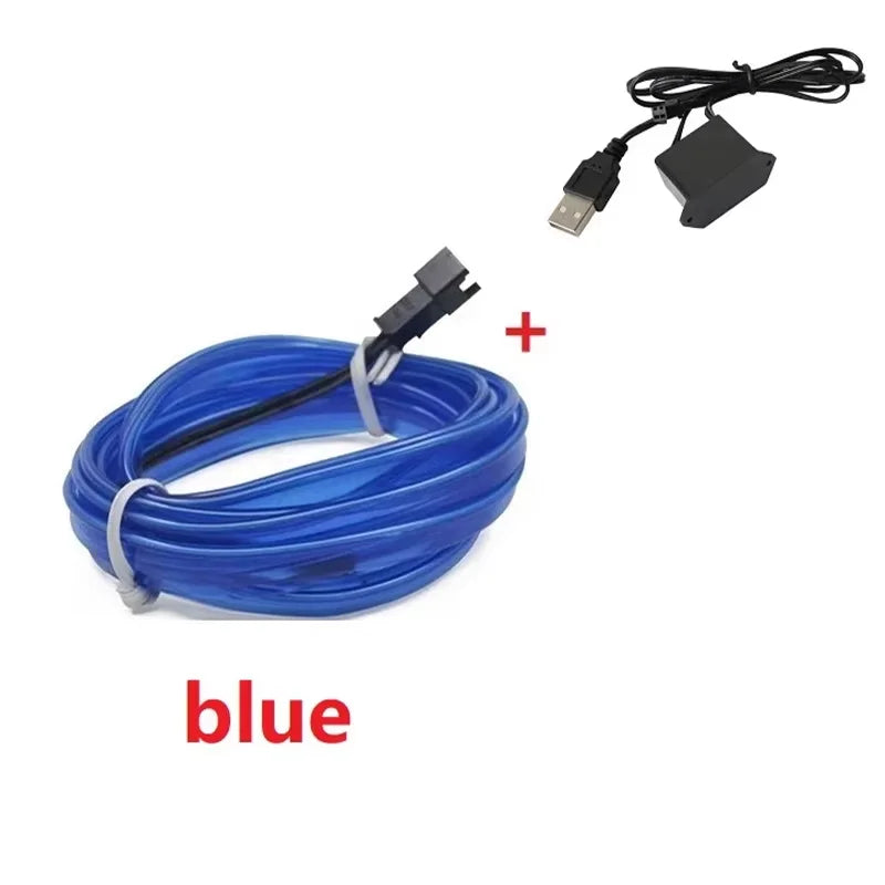 3M USB Blue LED Car Interior Atmosphere Light Strip | Flexible EL Cool Neon Light for alternate view