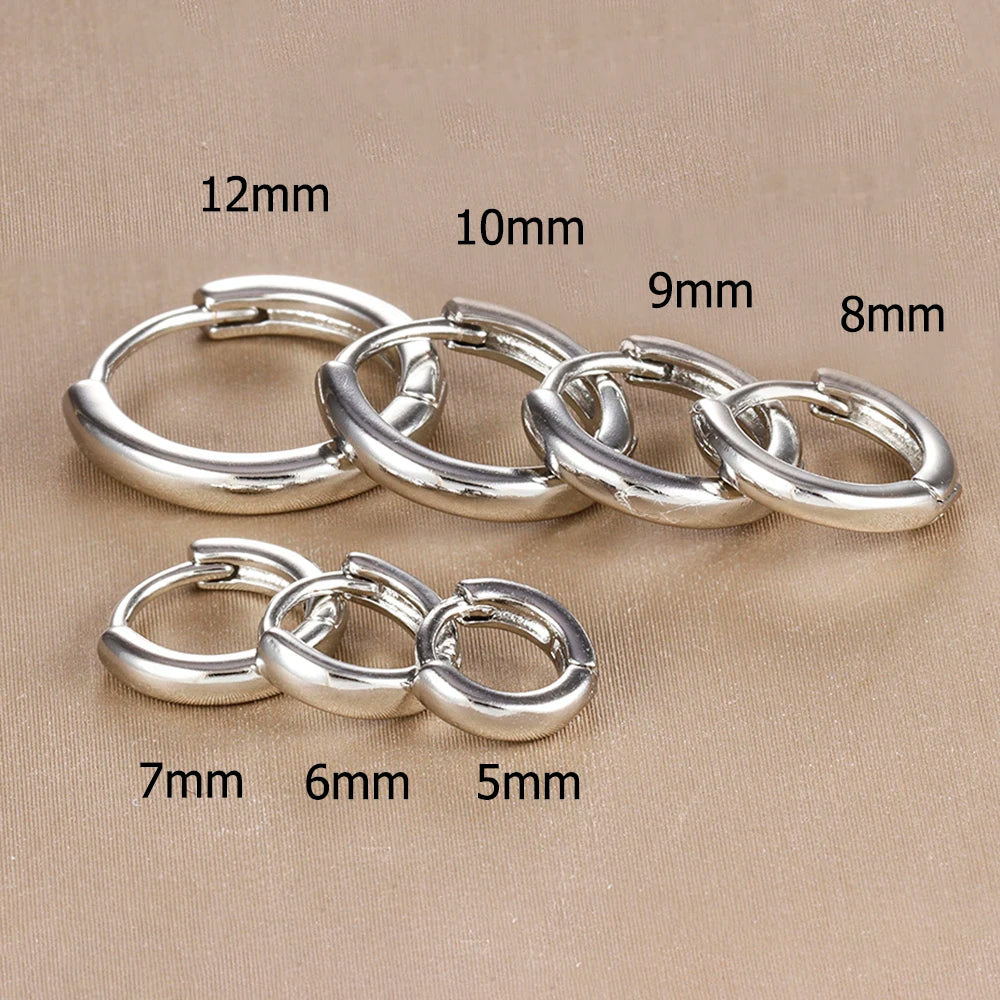 2PCS Stainless Steel Minimal Crystal Zirconia Hoop Earrings Gold Silver Color Small additional angle