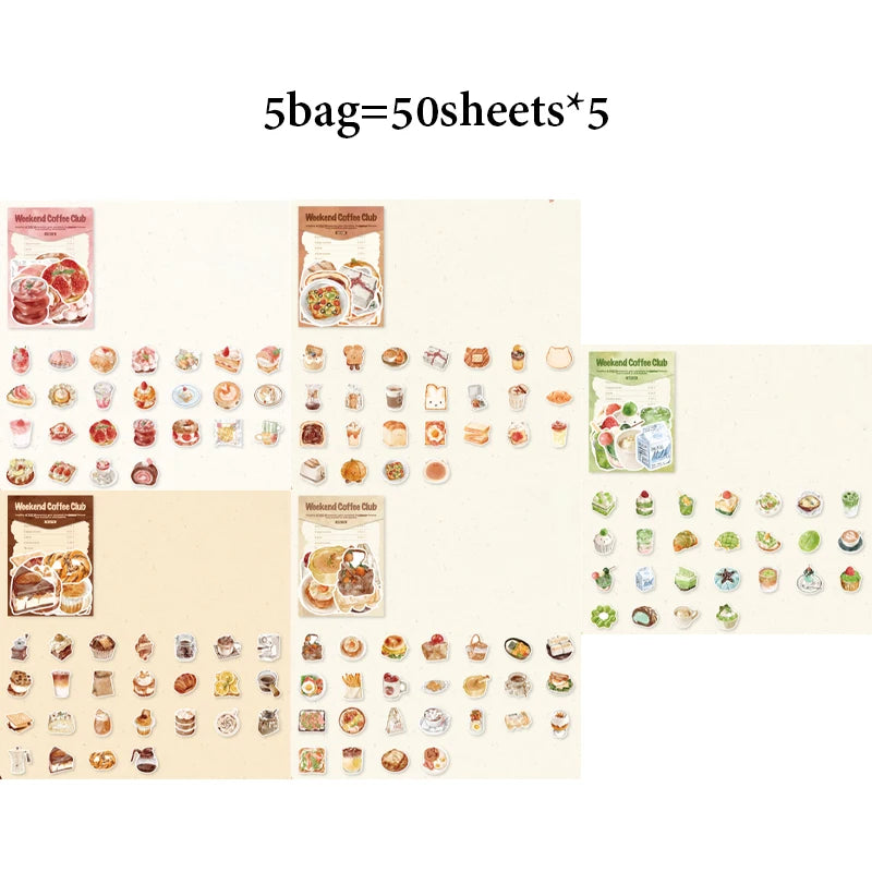 Mr.Paper Sweet Collection Washi Stickers | 50 Watercolor Food & Coffee Stickers for additional angle