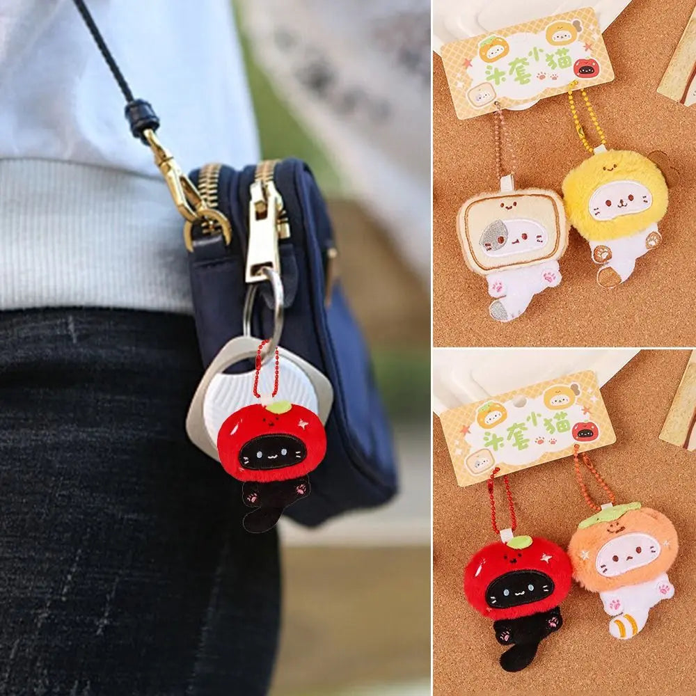 Multicolor Plush Cat Keychain Pendant Cartoon Kitten Keyring lifestyle view