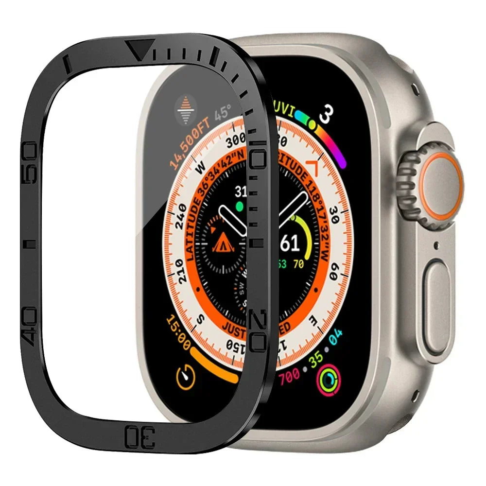 Tempered Glass For Apple Watch band ultra 49mm Screen Protector Anti-Scratch Glare HD Full Film Metal Bumper iWatch Ultra 49mm