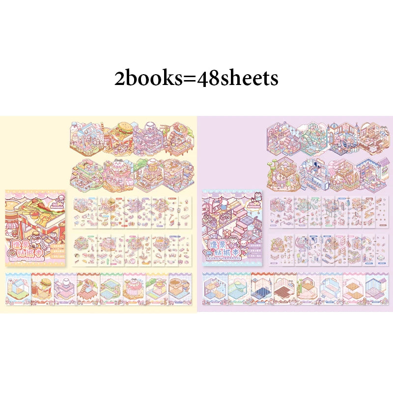 Mr.Paper 24Pcs/Book Zoo Class Goodnight Life Island Series Diorama Sticker Book Cut additional angle