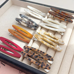 2pcs/Set Elegant Acetate Oval Hairpins Barrettes Korean Style Side Bobby Pins Bangs Hair Clip Access