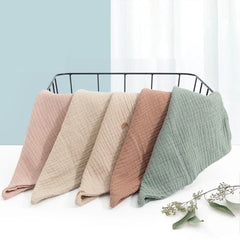 3/5 Pieces of Gauze Square Towels | Soft Cotton Baby Burp Cloths and Handkerchiefs close-up view