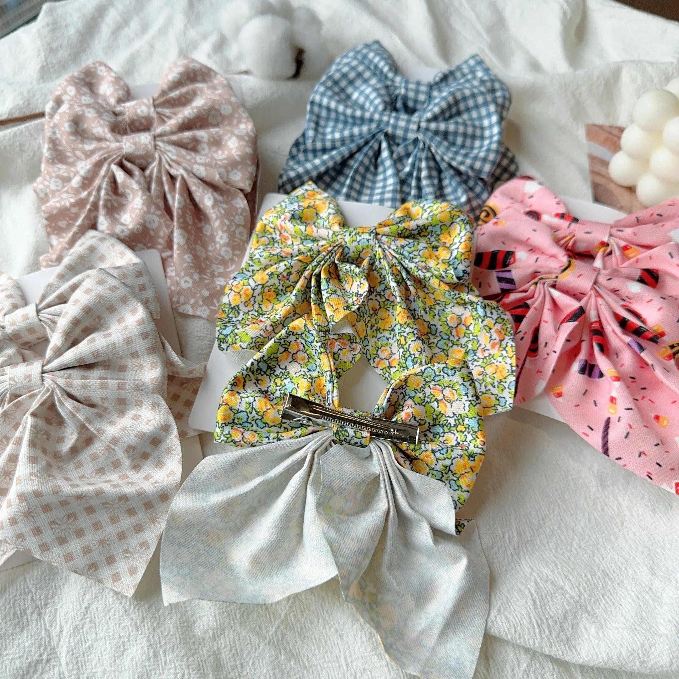 2PC Spring Summer Women Kids New Floral Printed Bows Hair Clip Fresh Cute Hair Pins Barrettes Headwear Girls Hair Accessories