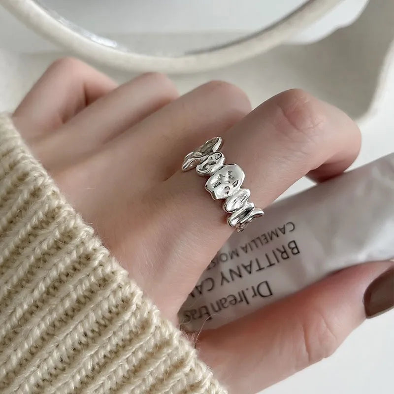 VENTFILLE 925 Sterling Silber Verstellbare Ringe | Vintage Hip Hop Paarschmuck